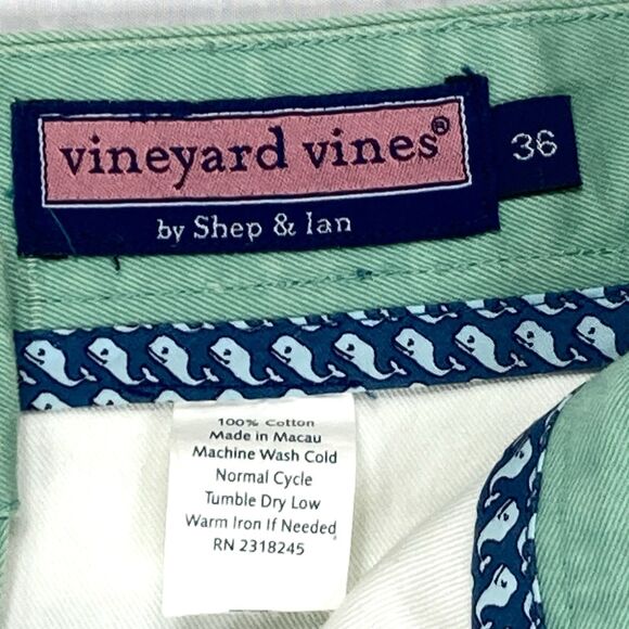Vineyard Vines Shorts Mens Sz 36 Green The Club Prep Country Club Classic Chinos - Picture 10 of 10